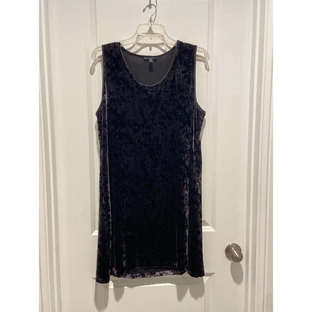 Eileen Fisher Petite Velvet tank Dress  Black pattern flowy goth romantic Party